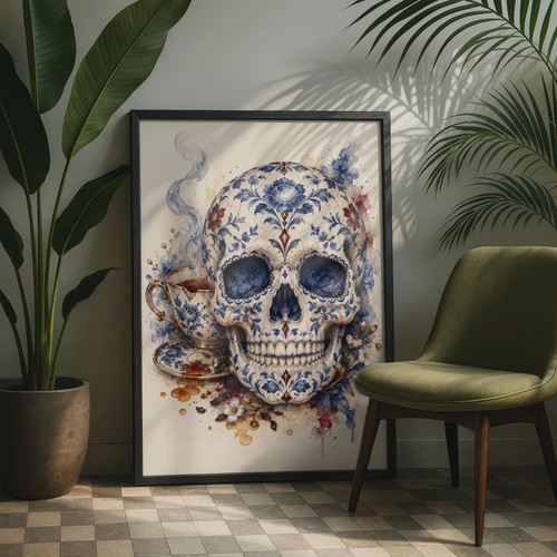 Floral skull tea - skull,
