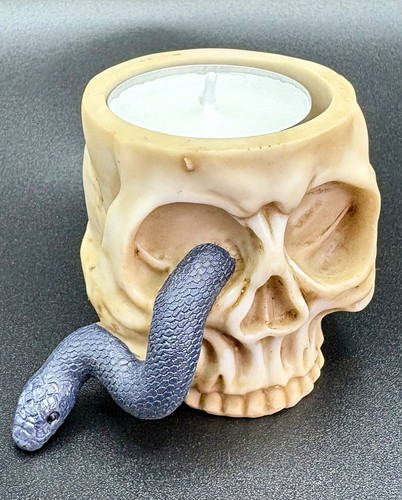 Gothic resin skull - resin, tea