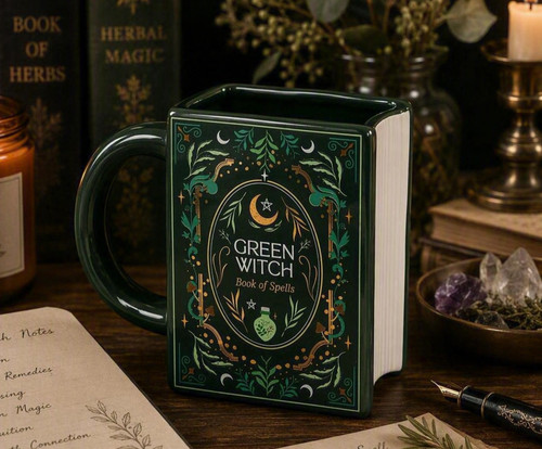 Green witch shaped ceramic - green,