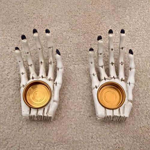 Pair skeleton hand resin tea - pair,
