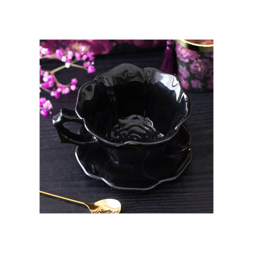 Black rose teacup - teacup,