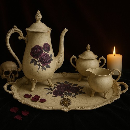 Vintage gothic tea set spooky - vintage,