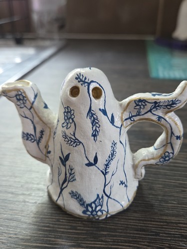 Handmade clay ghost ornament - handmade,