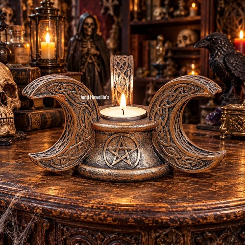 Triple moon pentagram candle - triple,