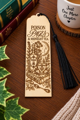 Gothic wooden bookmark poison - bookmark,