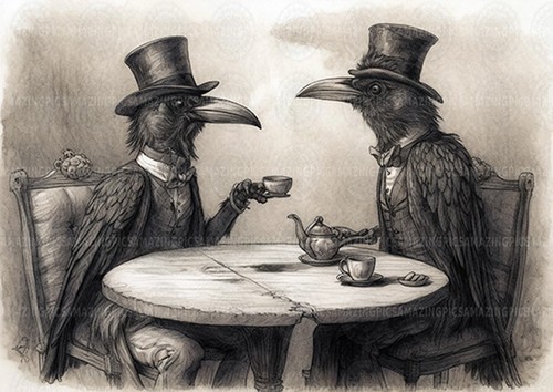 Victorian raven art print - raven,