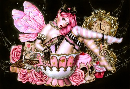 Gothic art poster tea fairy - gothic,