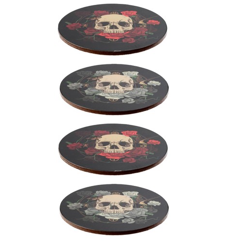 Skulls roses cork - cork, coasters