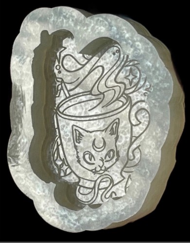 Gothic cat tea cup silicone