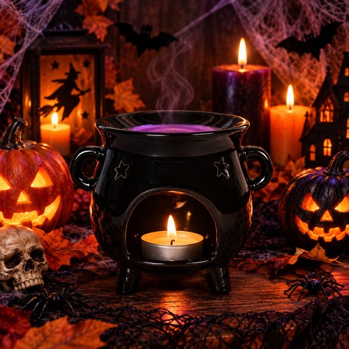Ceramic black cauldron with - ceramic,
