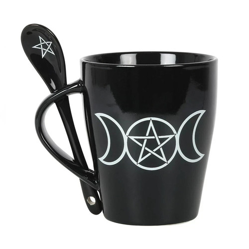 Black triple moon mug - moon,