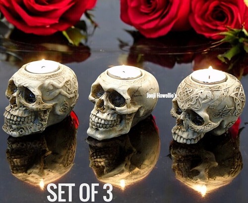 Gothic skull tea light - skull, candle
